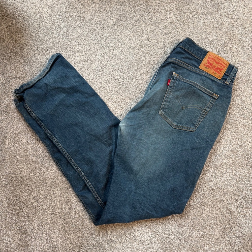Levis 514 Straight Fit Mens Jeans W34 L34 Medium Wash Blue Denim 5-Pocket Pant